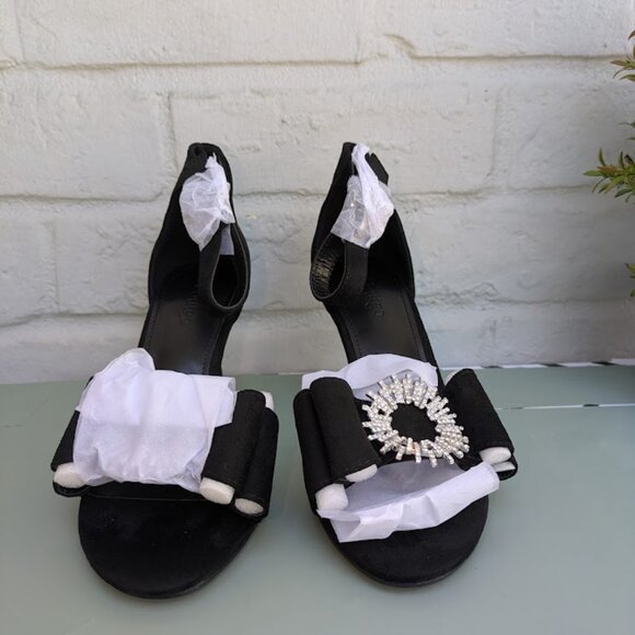 Coutgo Women's Black Sandal with Bow and Crystal Rhinestone detail SZ 8 - Picture 3 of 9